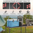 Table de beer pong portable Outsunny de 2,4 m avec pieds réglables, table de camping pliante, table de pique-nique en aluminium