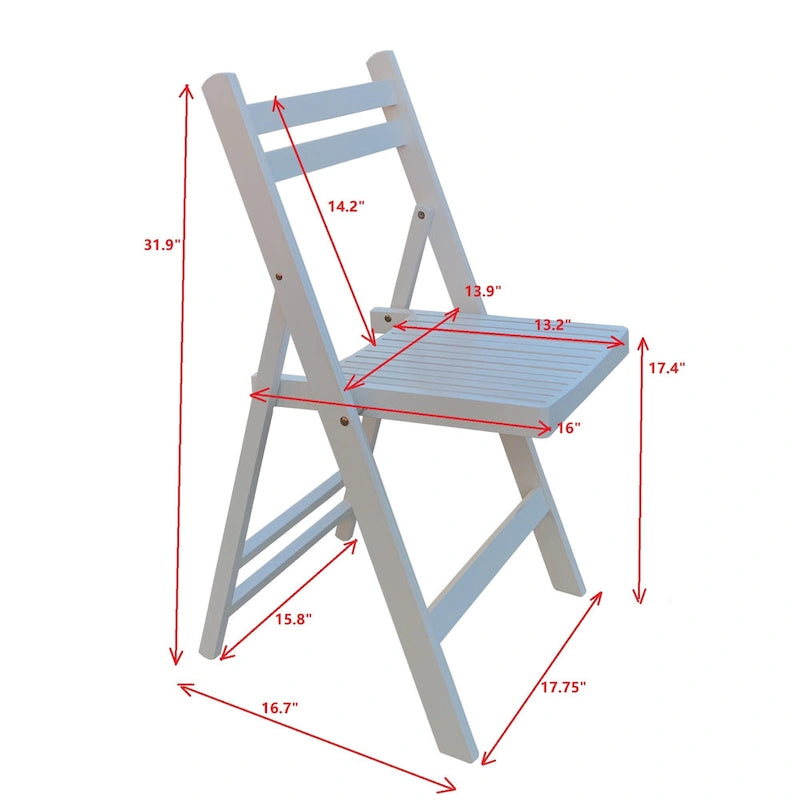 Ensemble de 4 chaises pliantes en bois blanc