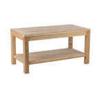 RRI Goods Teak wood Patio Table, Rectangular Natural Wood Coffee Table With Storage for Balcony, Lawn, Backyard