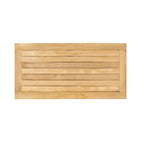 Table basse rectangulaire en bois de teck naturel RRI Goods avec rangement intégré, idéale pour balcon, pelouse ou jardin.