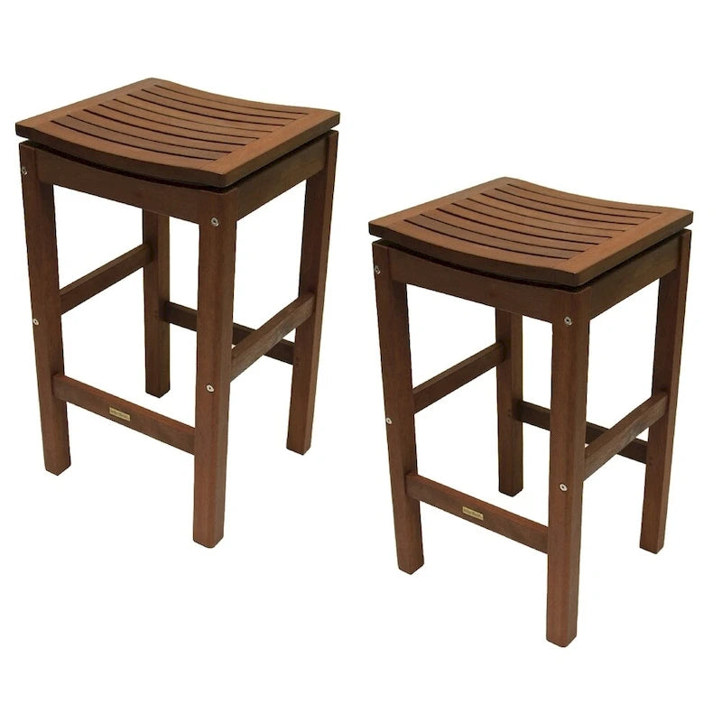 Tabouret de bar Eilaf en eucalyptus, lot de 2. - Non disponible