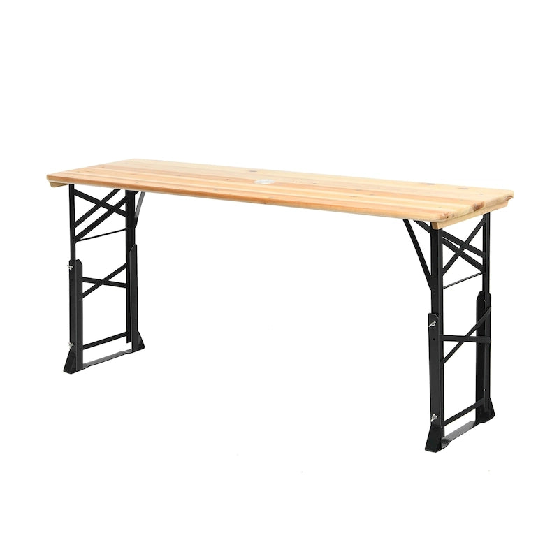 Table de camping pliante d'extérieur, idéale pour les pique-niques et les bières, avec trou pour parasol. Elle est également parfaite pour le camping et les pique-niques.
