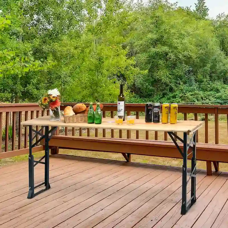 Outdoor Camping Table Folding Picnic Beer Table with Umbrella Hole