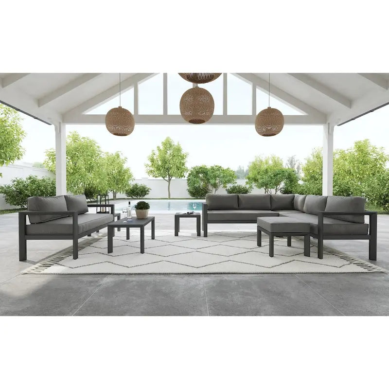 Grayton Gray Aluminum Ottoman - 26 x 18 x 21
