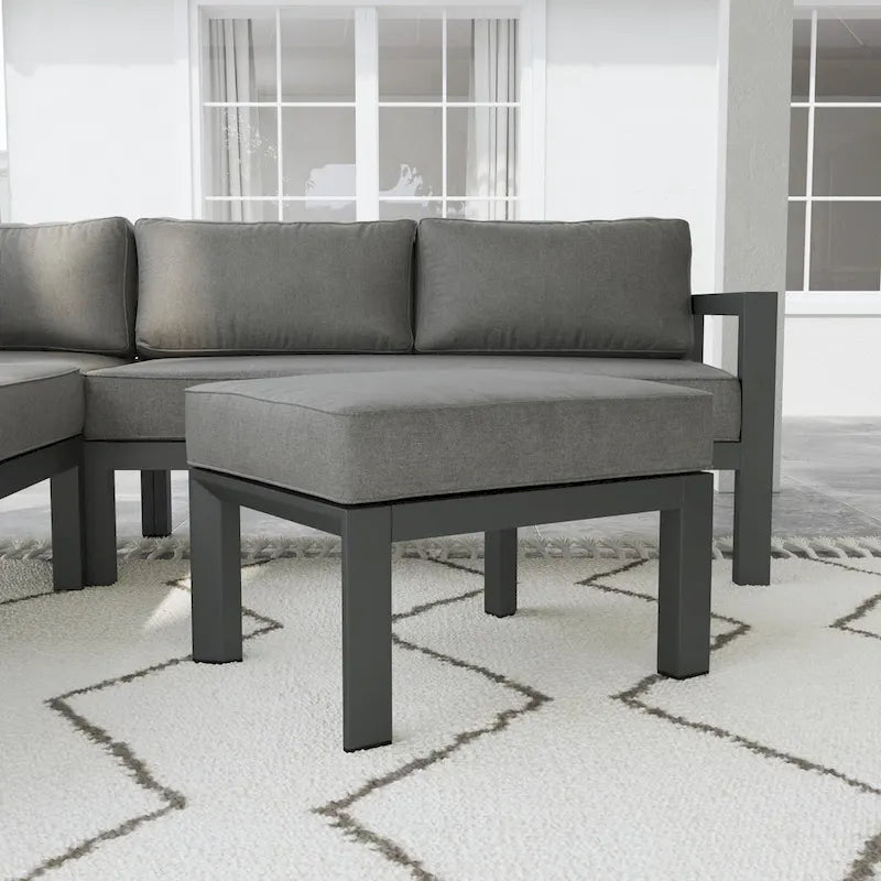 Pouf en aluminium gris Grayton - 26 x 18 x 21