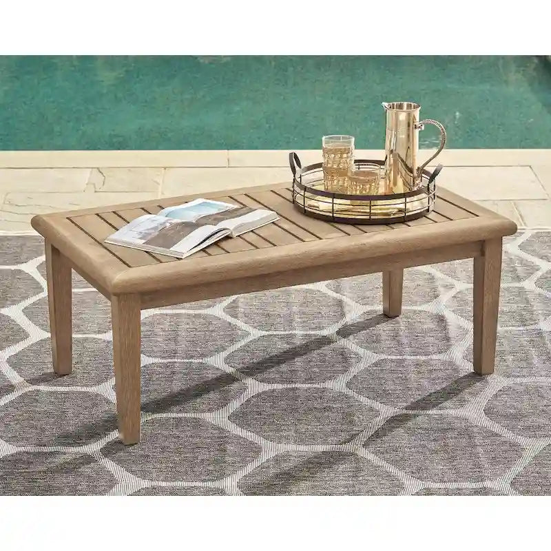 Signature Design by Ashley Gerianne Outdoor Brown Rectangular Cocktail Table - 50 W x 26 D x 18.63 H