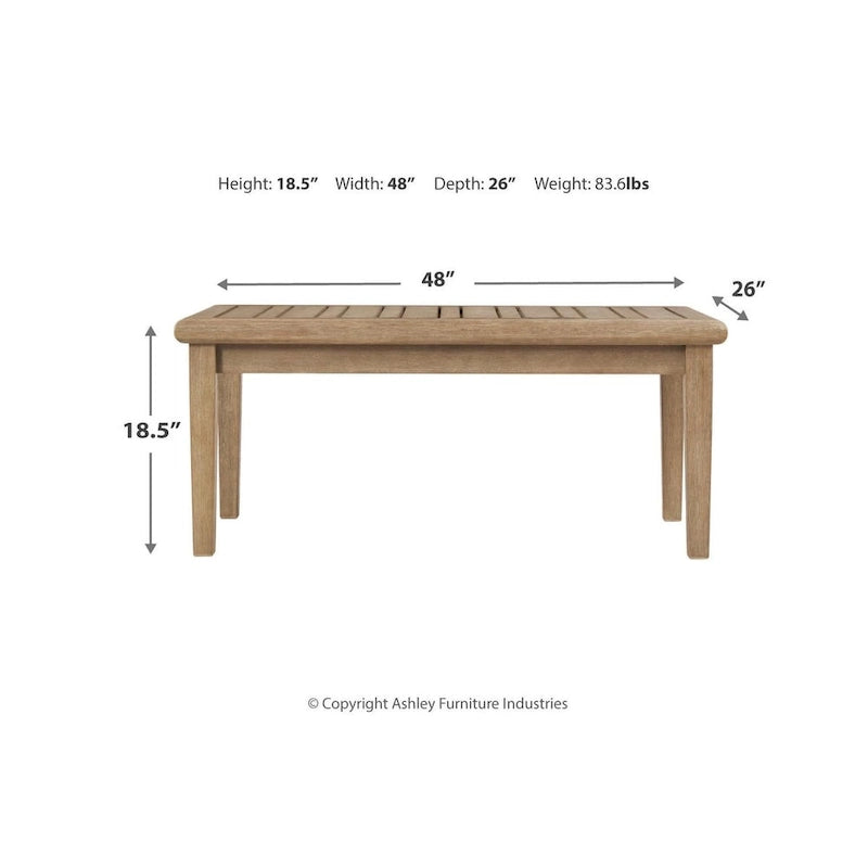 Table basse rectangulaire d'extérieur marron Gerianne, Signature Design by Ashley - 50 cm (L) x 26 cm (P) x 18,63 cm (H)