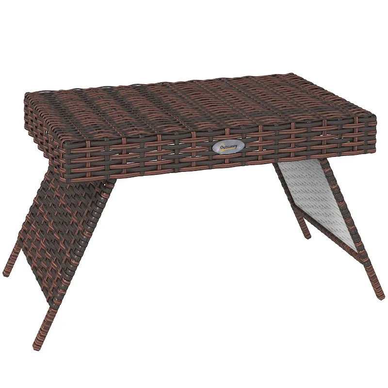 Table d'appoint pliante en rotin Outsunny, table basse d'extérieur en rotin PE tressé à la main
