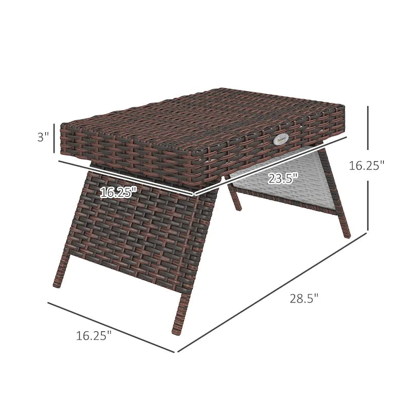 Table d'appoint pliante en rotin Outsunny, table basse d'extérieur en rotin PE tressé à la main