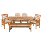 Ensemble de salle à manger d'extérieur 6 pièces en bois d'acacia Middlebrook Galveston