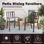 Ensemble de patio MAISON ARTS 5 pièces comprenant une table en faux bois et des chaises empilables en métal - Ensemble de 5 pièces