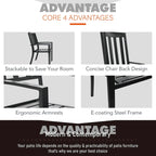 Ensemble de patio MAISON ARTS 5 pièces comprenant une table en faux bois et des chaises empilables en métal - Ensemble de 5 pièces