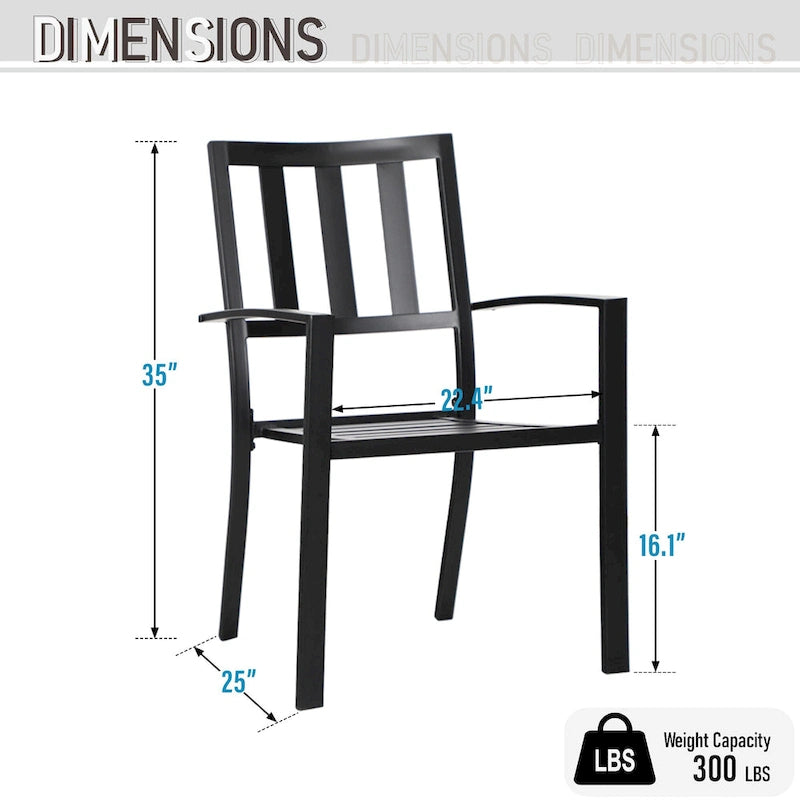 Ensemble de patio MAISON ARTS 5 pièces comprenant une table en faux bois et des chaises empilables en métal - Ensemble de 5 pièces
