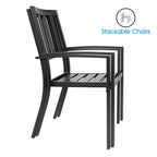Ensemble de patio MAISON ARTS 5 pièces comprenant une table en faux bois et des chaises empilables en métal - Ensemble de 5 pièces