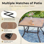Ensemble de patio MAISON ARTS 5 pièces comprenant une table en faux bois et des chaises empilables en métal - Ensemble de 5 pièces