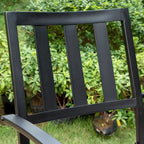 Ensemble de patio MAISON ARTS 5 pièces comprenant une table en faux bois et des chaises empilables en métal - Ensemble de 5 pièces