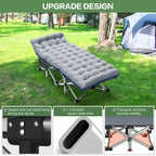 Lit de camp pliant DoCred avec matelas de 8,4 cm (3,3 pouces), capacité de charge de 300 kg (660 lb) - 752814