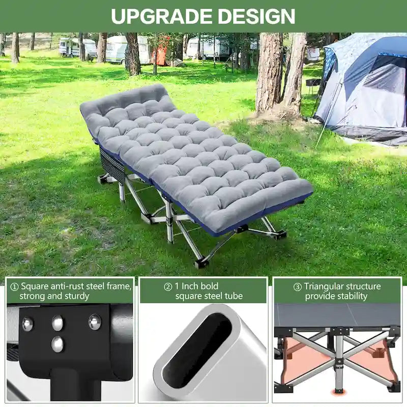 Lit de camp pliant DoCred avec matelas de 8,4 cm (3,3 pouces), capacité de charge de 300 kg (660 lb) - 752814