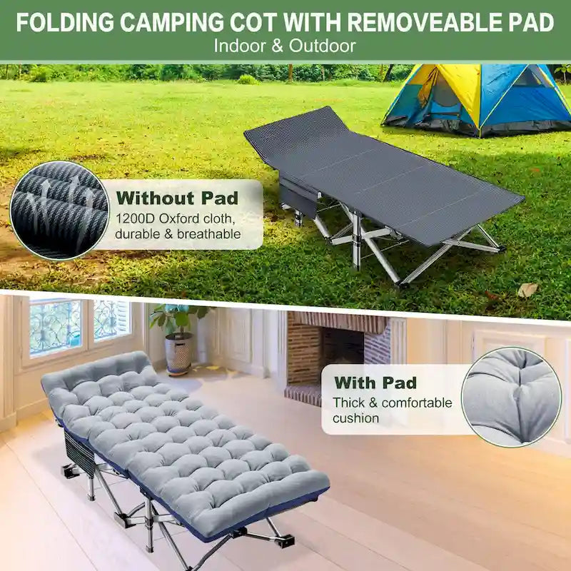Lit de camp pliant DoCred avec matelas de 8,4 cm (3,3 pouces), capacité de charge de 300 kg (660 lb) - 752814