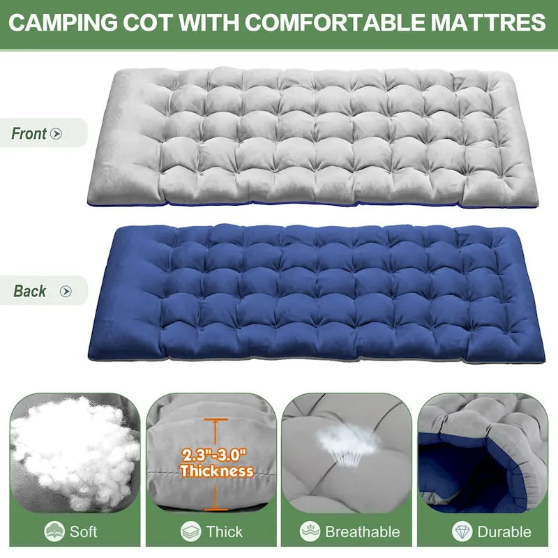 Lit de camp pliant DoCred avec matelas de 8,4 cm (3,3 pouces), capacité de charge de 300 kg (660 lb) - 752814