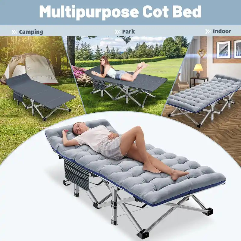 Lit de camp pliant DoCred avec matelas de 8,4 cm (3,3 pouces), capacité de charge de 300 kg (660 lb) - 752814
