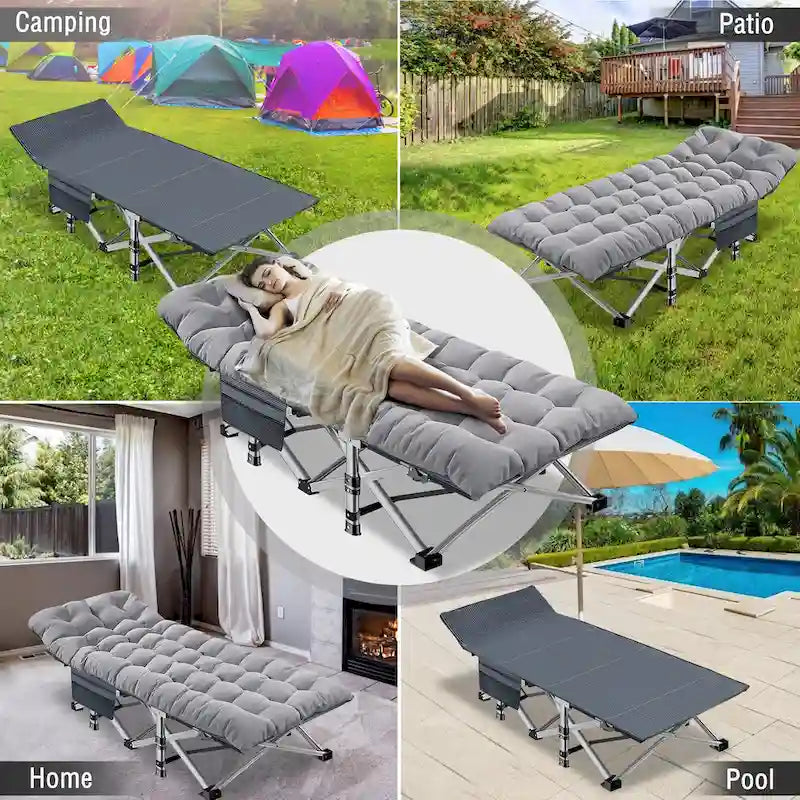 Lit de camp pliant DoCred avec matelas de 8,4 cm (3,3 pouces), capacité de charge de 300 kg (660 lb) - 752814