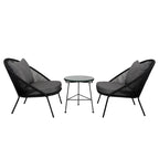 Ensemble de sièges empilables Solana Black Rope pour 2 personnes avec coussins