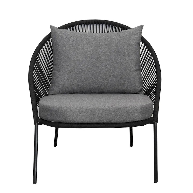 Ensemble de sièges empilables Solana Black Rope pour 2 personnes avec coussins