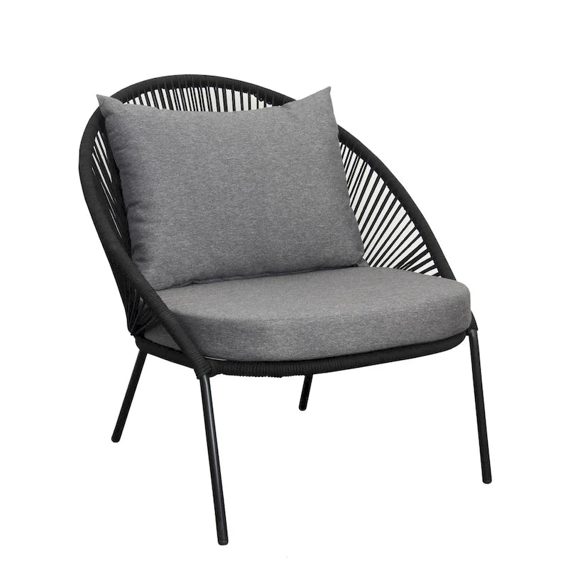 Ensemble de sièges empilables Solana Black Rope pour 2 personnes avec coussins