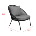 Ensemble de sièges empilables Solana Black Rope pour 2 personnes avec coussins