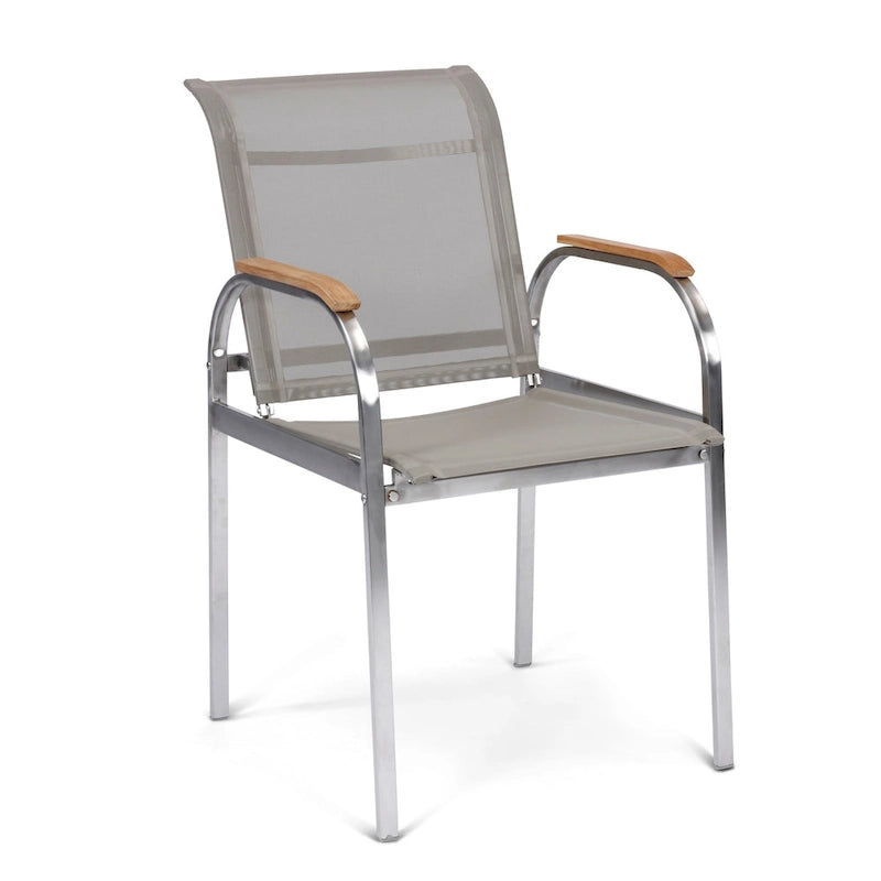 Paire de fauteuils d'extérieur en acier inoxydable Aruba et revêtement vinyle, par Homestyles
