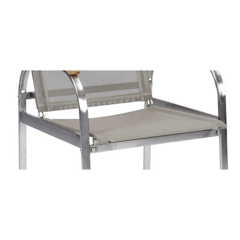 Paire de fauteuils d'extérieur en acier inoxydable Aruba et revêtement vinyle, par Homestyles