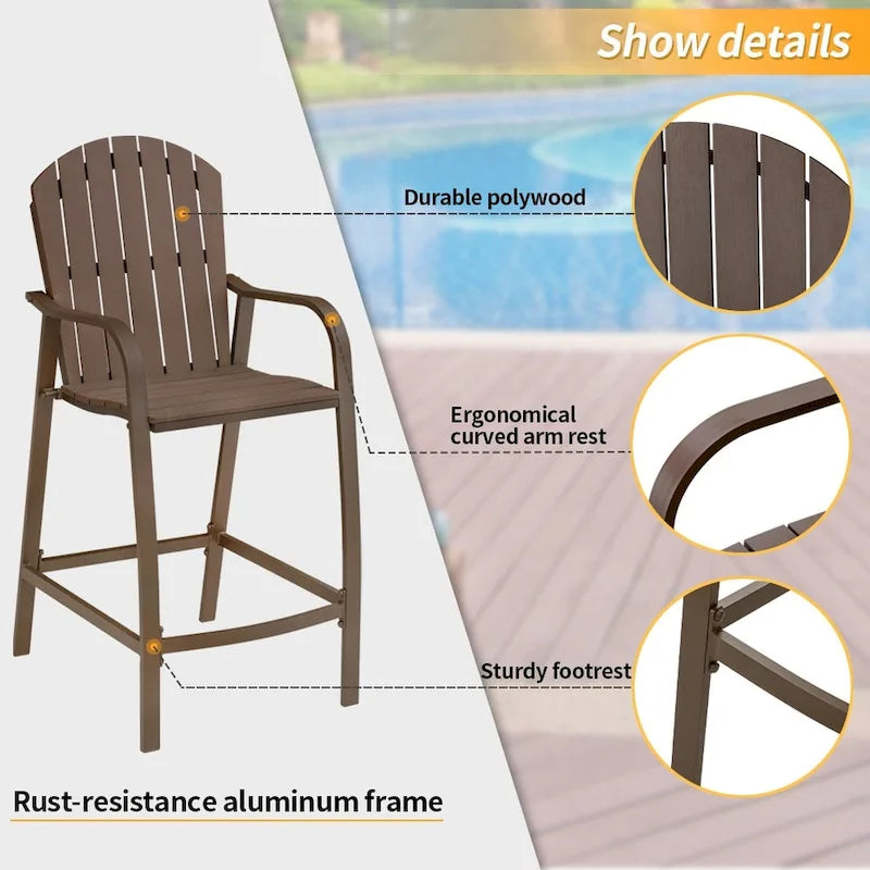 Tabourets de bar de patio Pellabant (lot de 2) - 64 cm (P) x 56 cm (L) x 122 cm (H)