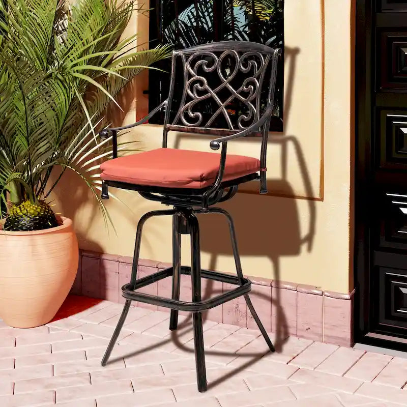 Tabouret de bar pivotant en aluminium Pellabant Patio avec coussin Sunbrella