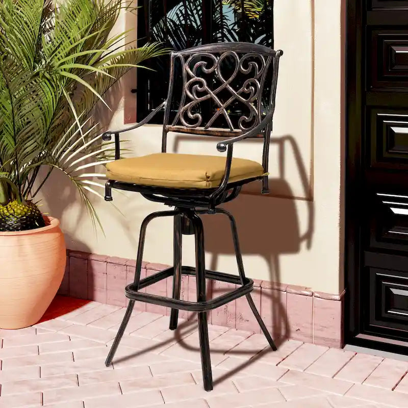 Tabouret de bar pivotant en aluminium Pellabant Patio avec coussin Sunbrella