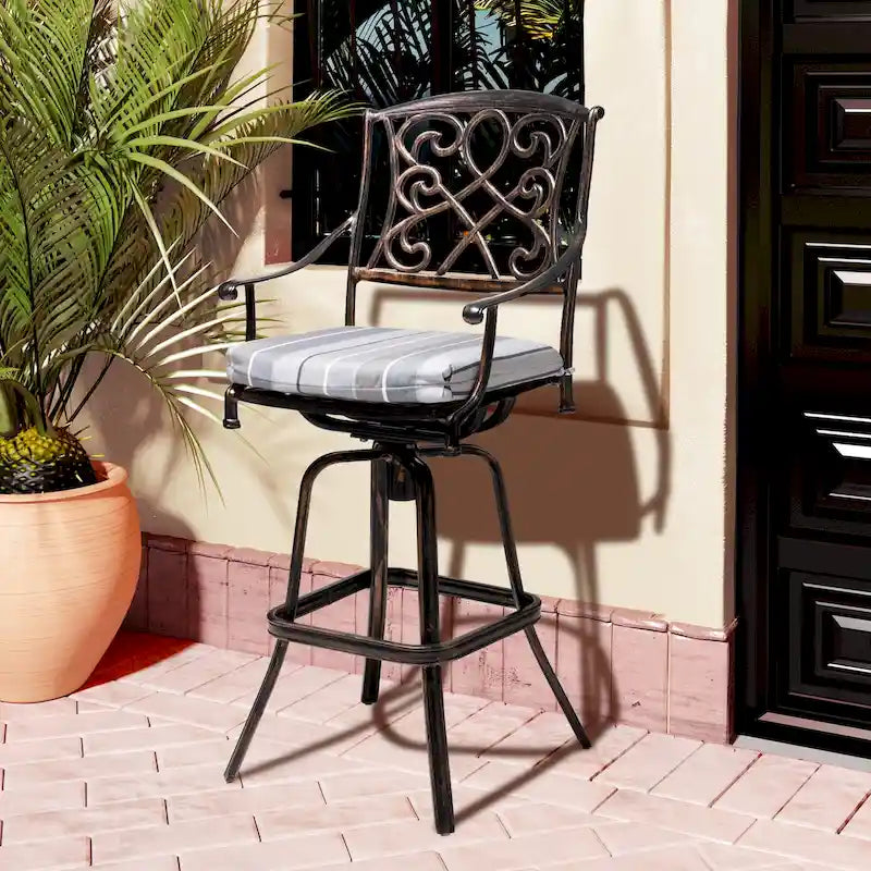 Tabouret de bar pivotant en aluminium Pellabant Patio avec coussin Sunbrella