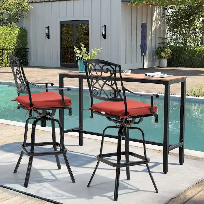 Tabouret de bar pivotant en aluminium Pellabant Patio avec coussin Sunbrella