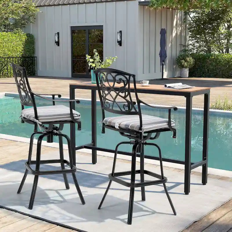 Tabouret de bar pivotant en aluminium Pellabant Patio avec coussin Sunbrella