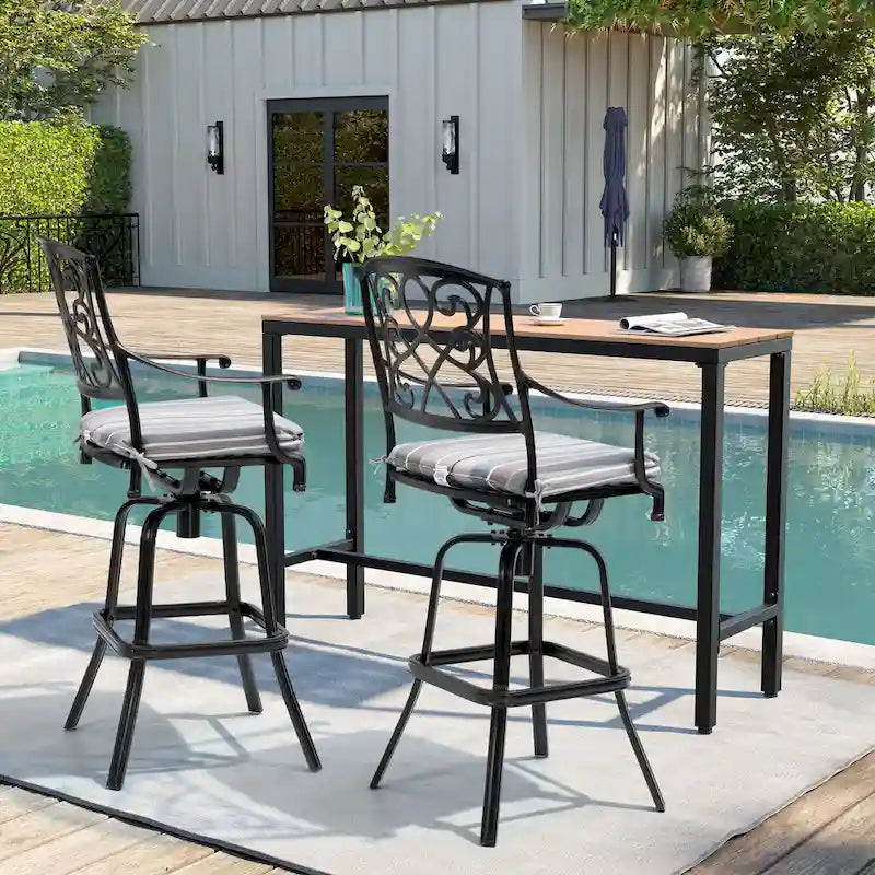 Tabouret de bar pivotant en aluminium Pellabant Patio avec coussin Sunbrella