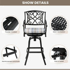 Tabouret de bar pivotant en aluminium Pellabant Patio avec coussin Sunbrella