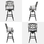 Tabouret de bar pivotant en aluminium Pellabant Patio avec coussin Sunbrella