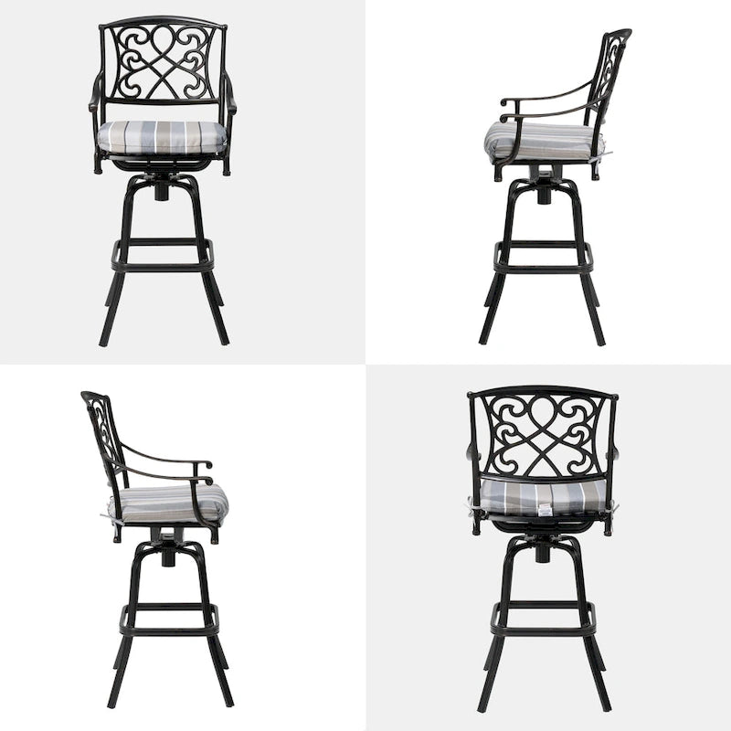 Tabouret de bar pivotant en aluminium Pellabant Patio avec coussin Sunbrella