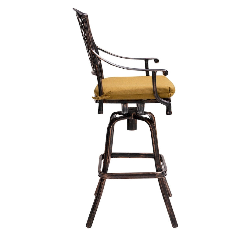 Tabouret de bar pivotant en aluminium Pellabant Patio avec coussin Sunbrella