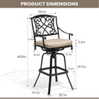 Tabouret de bar pivotant en aluminium Pellabant Patio avec coussin Sunbrella