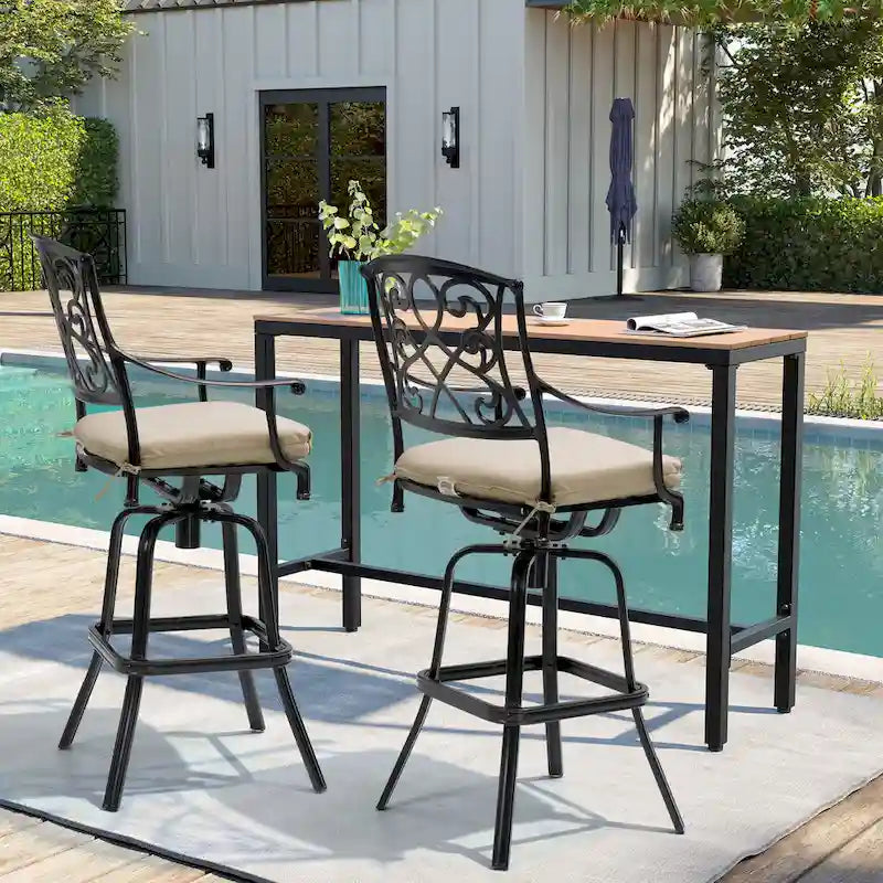 Tabouret de bar pivotant en aluminium Pellabant Patio avec coussin Sunbrella