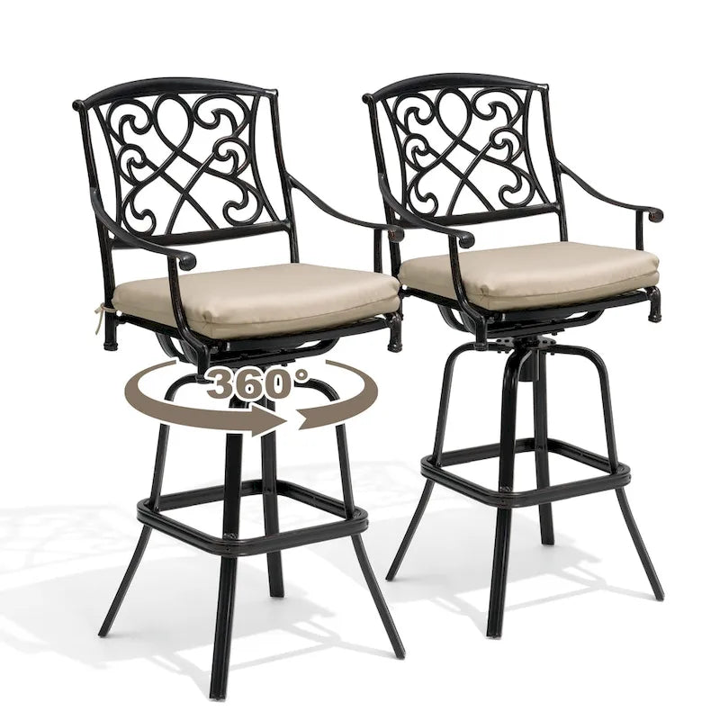 Tabouret de bar pivotant en aluminium Pellabant Patio avec coussin Sunbrella