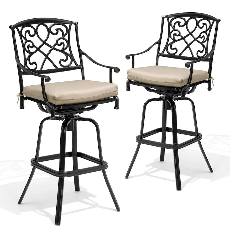 Tabouret de bar pivotant en aluminium Pellabant Patio avec coussin Sunbrella