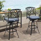 Tabouret de bar pivotant en aluminium Pellabant Patio avec coussin Sunbrella
