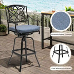 Tabouret de bar pivotant en aluminium Pellabant Patio avec coussin Sunbrella