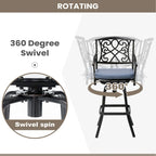 Tabouret de bar pivotant en aluminium Pellabant Patio avec coussin Sunbrella